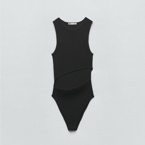 Zara Seamless Black Cut Out Bodysuit